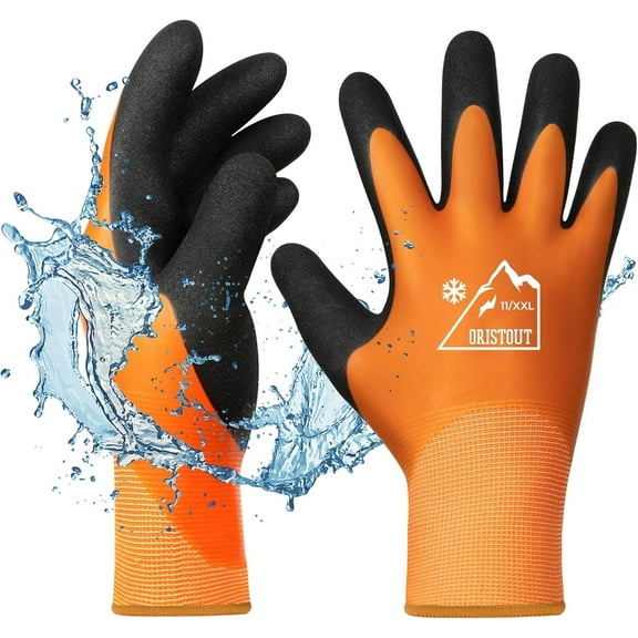 2 Pair Waterproof Winter Work Gloves for Men Women, Touchscreen Cold Weather Freezer Gloves, Insulated Windproof with Latex Grip