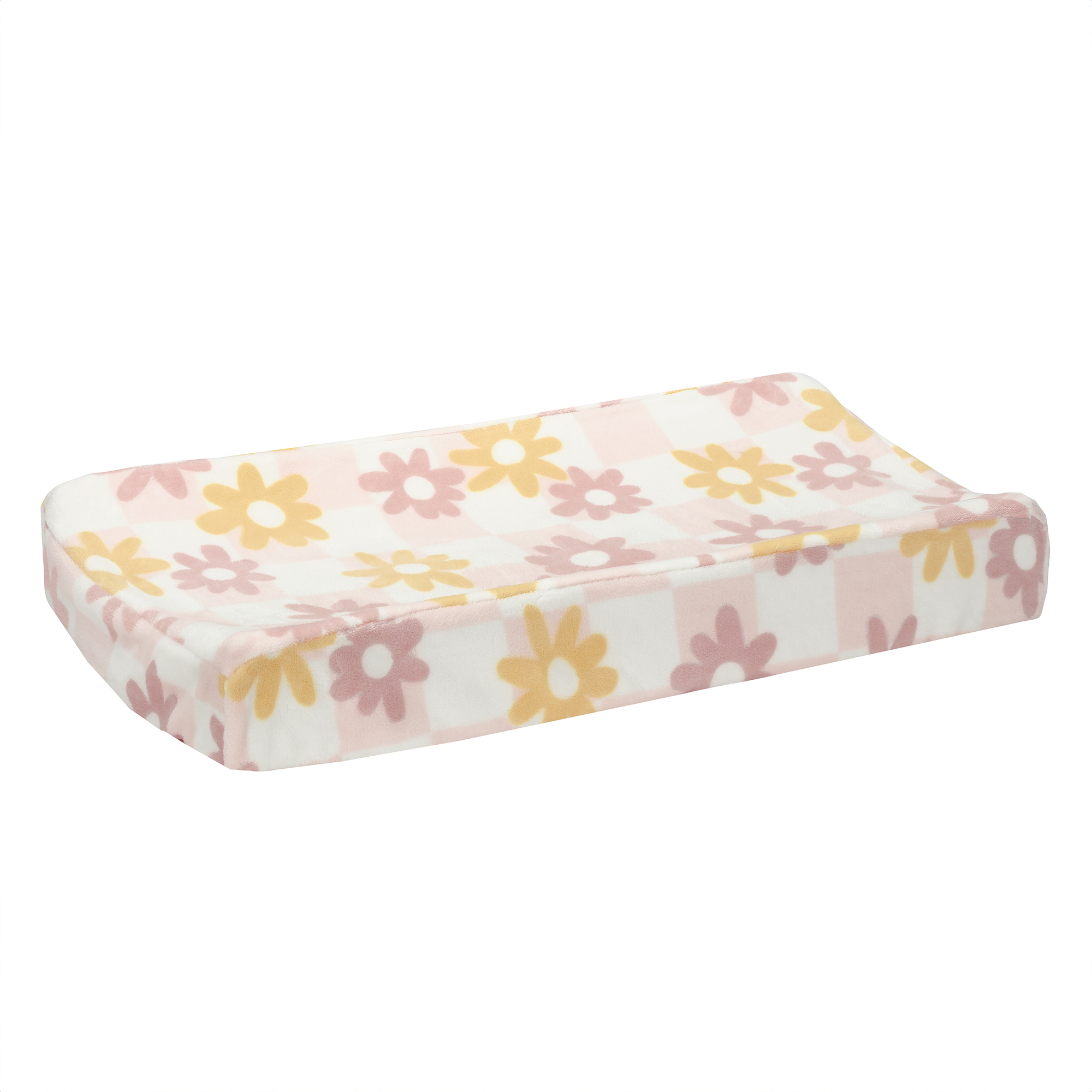Lambs & Ivy Daisy Dreams Pink/White Checkered Soft Luxury Changing Pad Cover