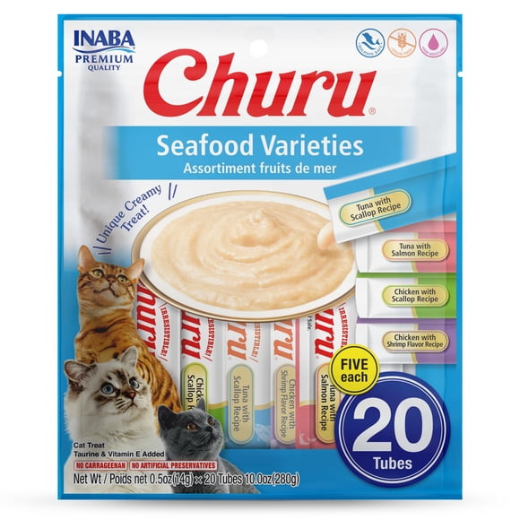 Puré cremoso para lamer Churu de Cat Treats INABA, 14 ml, 20 tubos