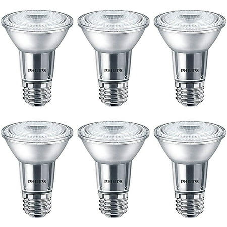 

Philips LED PAR20 Bright White Light Bulb: 400-Lumen 3000-Kelvin 6-Watt 50-Watt Equivalent Glass Dimmable 40-Degree Spot Light Bulb E26 Base 6-Pack