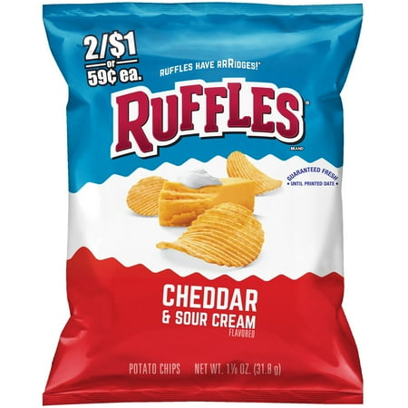 Ruffles Cheddar & Sour Cream Flavored Potato Chips 2/$1 or $.59 ea. Prepriced 1.13 oz. Bag
