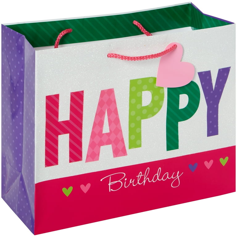 Way to Celebrate Gift Bag Large Birthday Pink Bright Colors