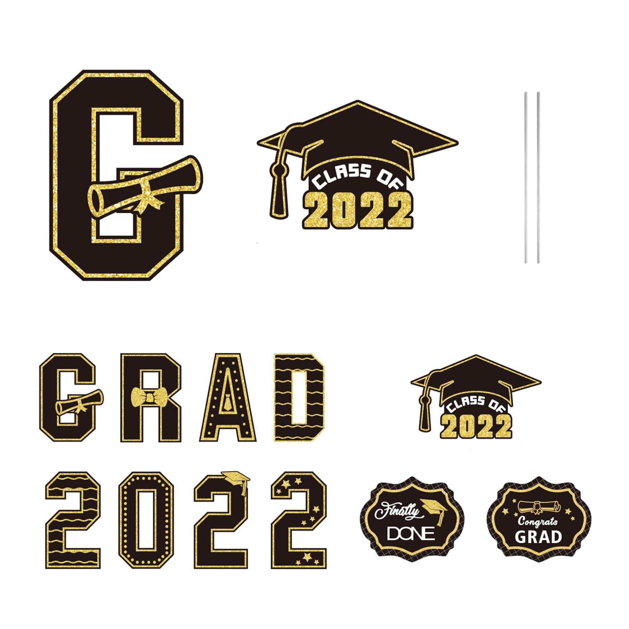 2022 Congrats Grad Yard Sign Black Waterproof Lawn Decorations with ...