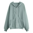 thumbnail image 4 of Basic Zip Up Hoodie for Women 2026 Trendy Casual Full Zipper Plain Cardigan Hooded Sweatshirt with Pockets Jacket Outerwear, 4 of 5