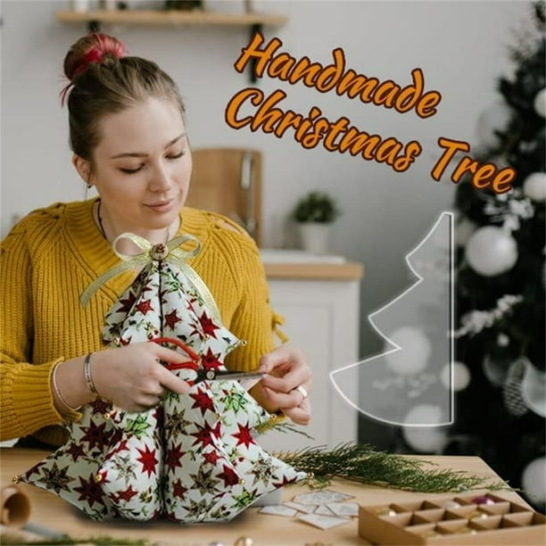 Meilleurs Cadeaux de Noël Ensemble de Gabarits de Quilting pour Arbre de Noël, Règle de Patchwork Couture à la Main Forme d'Arbre de Noël Cadeaux Diy Art Artisanat Règles et Gabarits de