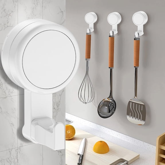 Strong Vacuum Suction Cup Hook with Press-Button Release for Heavy-Duty Hanging, No Drilling Adhesive Wall Hook for Bathroom, Kitchen, and Household Organization