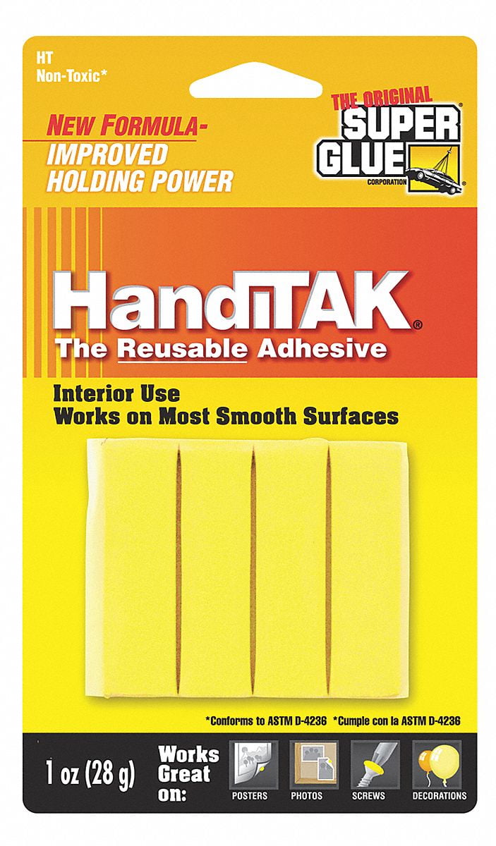 Super Glue Putty,Reusable,1 oz,(4) Yellow Strips HT12