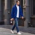 thumbnail image 7 of Full Zip Fleece Hoodie for Men Oversized Long Sleeve Pocket Loose Fit Streetwear Athletic Zip Up Sweatshirt Royal Blue XL, 7 of 7
