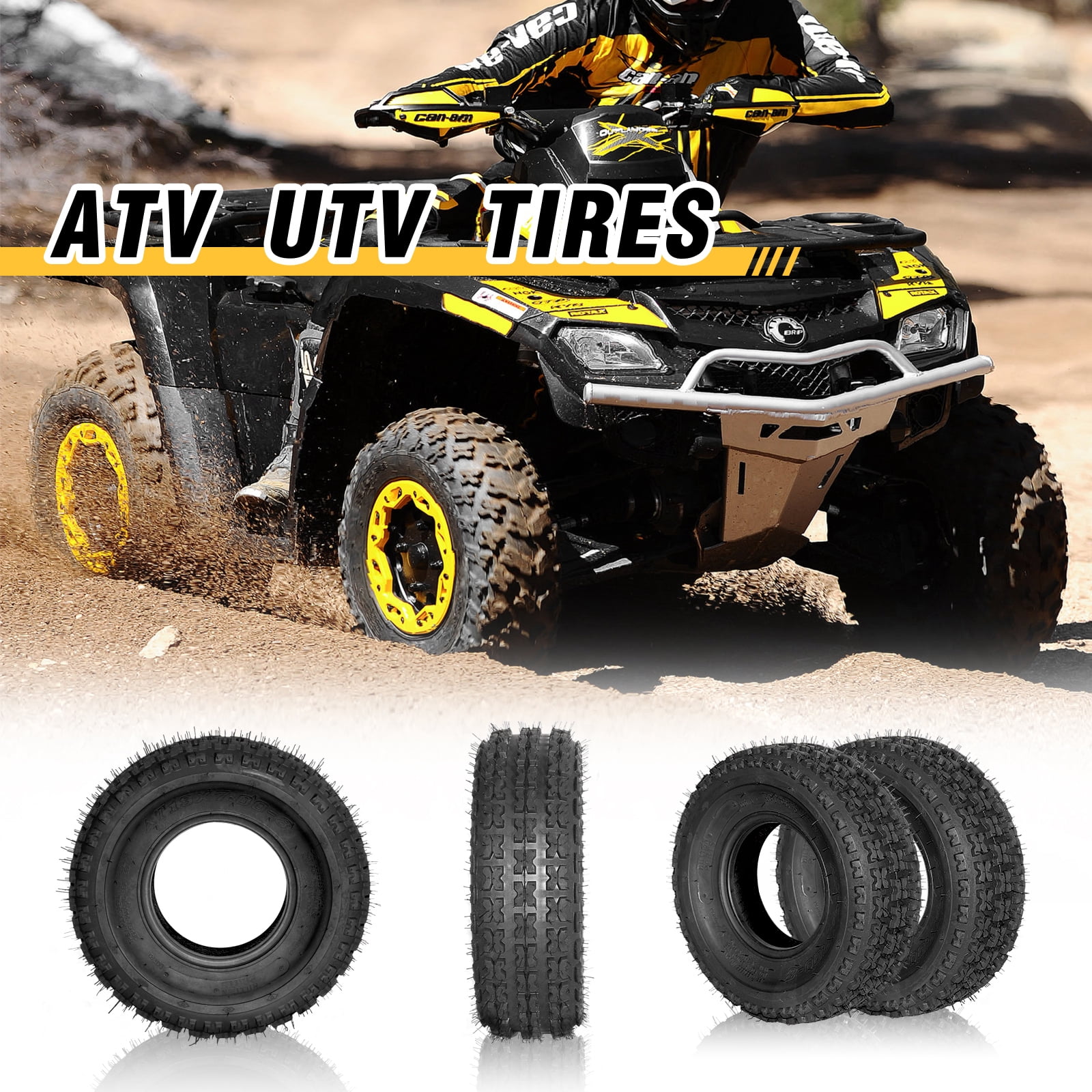 Ktaxon 19x7-8 ATV Tires Set of 2, 4PR Tubeless All-Terrain Sport Tires for Quad & Go-Kart