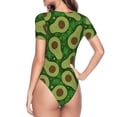 thumbnail image 4 of Daiia Big Colorful Avocados print Women's Crew Neck Short Sleeve Bodysuit Fashion Tops Fit Casual Basic Extender Bodysuit-Small, 4 of 9