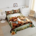 thumbnail image 4 of Highland Cow Queen Comforter Set,Farmhouse Animal Bedding Set,Floral Cowgirl Down Comforter,Rustic Flower Reversible Bed Set with 2 Pillowcases Lightweight, 4 of 7