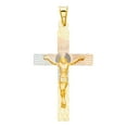 thumbnail image 2 of Wellingsale 14K Tri 3 Color Gold Polished Diamond Cut Religious Catholic Latin Crucifix Charm Pendant, 2 of 5