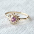 thumbnail image 4 of Round Pink Sapphire Halo Ring, 925 Sterling Silver Floral Ring, Minimalist Ring Anniversary Ring. Gift For Her Bezel Setting., 4 of 5