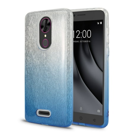 - T-Mobile REVVL Plus Case, Coolpad REVVL Plus Case, Ultra Thin Shinning Gradient Color Protective Glitter Slim Sparkle Bling Crystal Clear Triple Layer Hybrid Protective Case (HVF Blue)