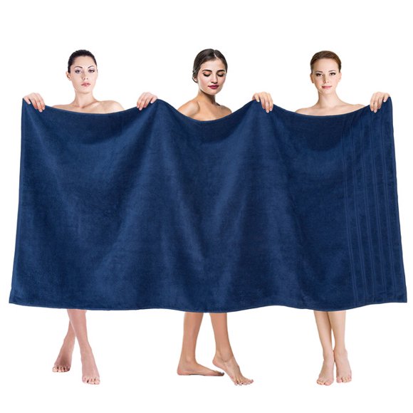 American Soft Linen Serviette de Bain Géante Grande en Coton Turc 100 % Véritable 35x70 Serviettes de Qualité Supérieure et de Luxe - Bleu Marine