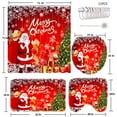 thumbnail image 5 of Poedist Christmas Bathroom Sets with Shower Curtain and Rugs 4 Pcs, Xmas Bathroom Decor Sets, Christmas Shower Curtain Set with Rugs(Bath Mat,U Shape,Toilet Lid Cover) and Hooks, Gold Santa Claus, 5 of 7