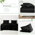 thumbnail image 3 of LINENWALAS Queen Size 4 Piece Bedding Sheet Set – Viscose from Bamboo Silk Sheets, Breathable & Cooling Bed Sheet – Hotel Luxury, Soft, Deep Pocket Anti Pilling Sheets (Jet Black, Queen), 3 of 9