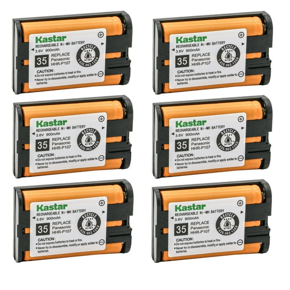 Kastar 1-Pack HHR-P107A Battery Replacement for Panasonic KX-TG6051-10 KX-TG6051-11 KX-TG6051-12 KX-TG6052 KXTG6052 KX-TG6052B KXTG6052B KX-TG6052PK KXTG6052PK KX-TG6053 KXTG6053 Home Handset Phone