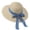 Beige, variant on Women’s Floral Print Lace Streamer Oversized Brim Vacation Sun Straw Hat with Frayed Ruffle Edge for Beach Relaxation Beige