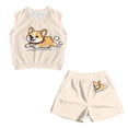 thumbnail image 4 of chaqlin Corgi Girl's 2-Piece Matching Set Sleeveless Tank Top and Biker Shorts Outfits Comfortable Lightweight Workout Clothes for Kids, 4 of 7