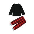 thumbnail image 4 of Seyurigaoka Christmas Parent-Child Nightclothes, Plaid Trousers, Family Matching Elk Printed Soft Round Neck Top (2pcs), 4 of 6