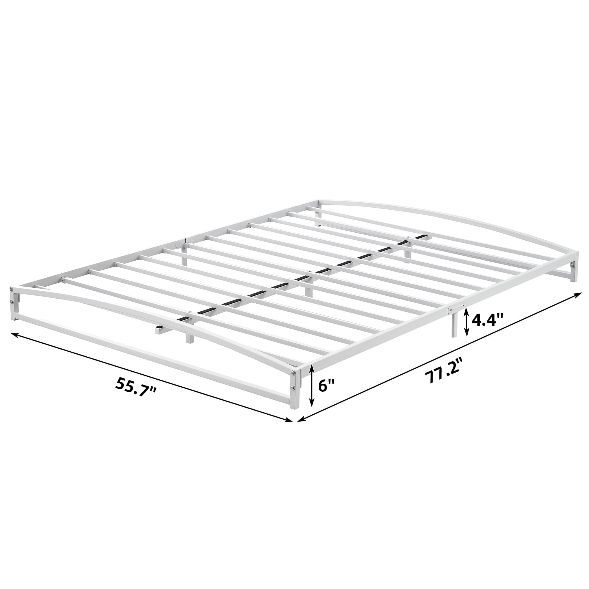 TROPOW King Size Bed Frame,6 Inch Metal Platform Bed Frame, Low Profile Bed Frame with Sturdy Steel Slats Support, Mattress Foundation, No Box Spring Needed, Easy Assembly,White