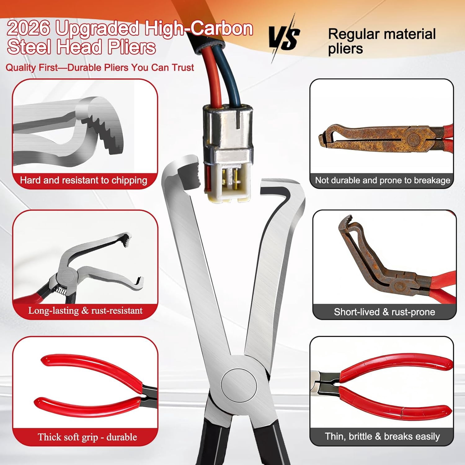 5 Pieces Electrical Disconnect Pliers for Cars, Upgraded Dual Angled Automotive Connector Separator Tool Set with Case for Car Terminal and Wiring Harness Removal in Tight Engine Space