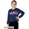 thumbnail image 6 of Serdomi Stylish Blue PARIS Crop Sweatshirts for Big Girls -Soft Long Sleeve Pullover Shirt Tween Size 10, 6 of 7