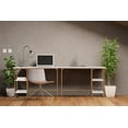 thumbnail image 4 of Leick Home Reversible Stepped Tier Shelf Rectangular Desk in White Herringbone/Satin Gold Finish, 4 of 14