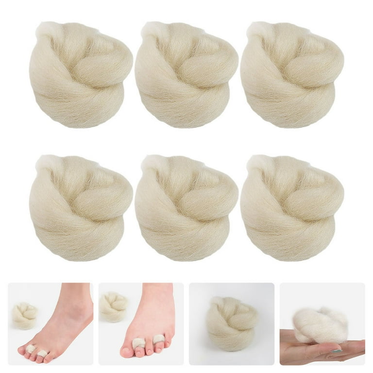Hemoton 6pcs Lambs Wool for Toes Supple Toe Separator Sweat-absorbing Overlapping Toe Separator, Size: 54x6cm