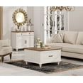 thumbnail image 3 of Farmhouse Coffee Table with Lift Top & Drawer, White Center Table with Large Hidden Storage, 3 of 5