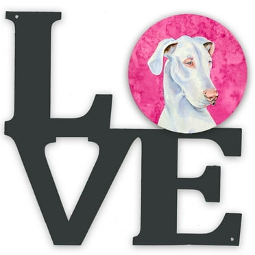 Carolines Treasures LH9356PKWALV Pink Great Dane Metal Wall Artwork LOVE 12X12 multicolor