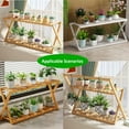 thumbnail image 5 of ColourTree Green 20 Inch 2-Tier Installable Bamboo Plant Stand, 2 Tier Cross Bamboo Rack, Multipurpose Display Shelf Folding, Floor Type Indoor Plant Rack, Flower Shelf For Yard Garden Patio Balcony, 5 of 6