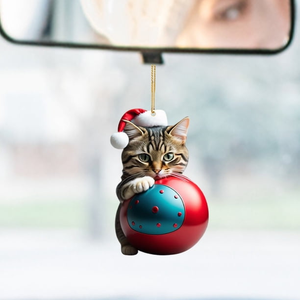 Adornos navideños de dibujos animados de gato, colgante creativo para árbol de Navidad, decoración para coche, regalos