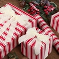 thumbnail image 3 of Christmas Wrapping Paper Roll, Classic Red & White Striped Gift Wrap for Christmas, Holiday, Winter Party, 17 Inch x 33 Feet, 3 of 7
