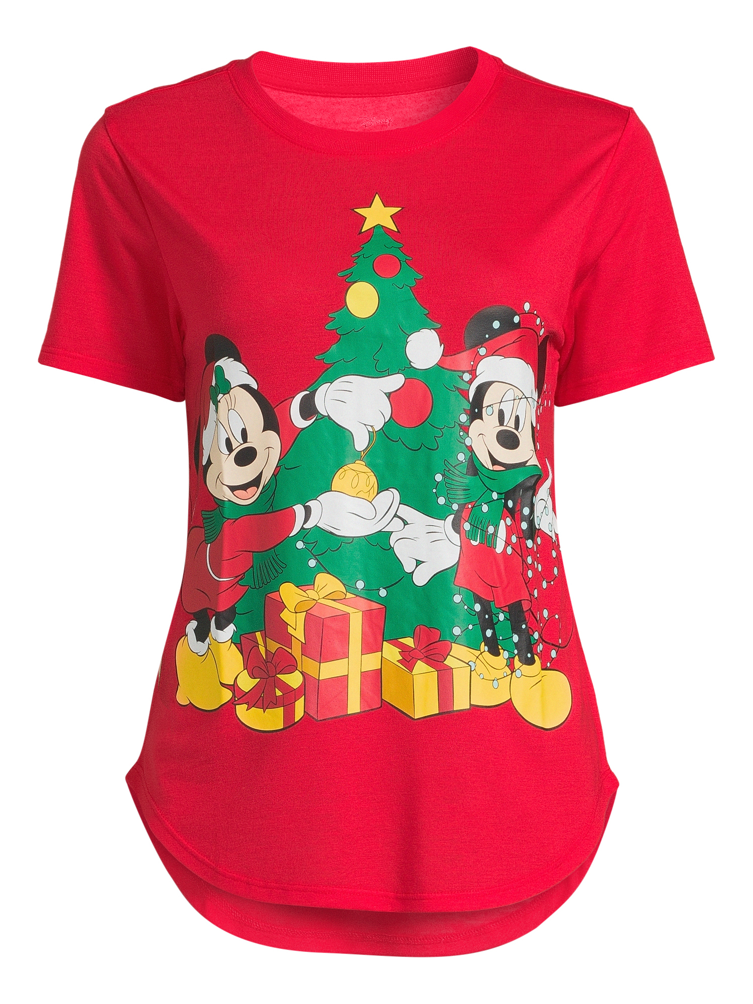 Mickey Mouse Women's Christmas Graphic T-Shirt with Short Sleeves