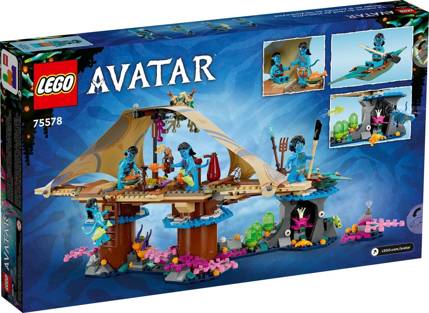 LEGO Avatar: The Way of Water Metkayina Reef Home 75578, Building Toy Set with Village, Canoe, Pandora Scenes, Neytiri and Tonowari Minifigures