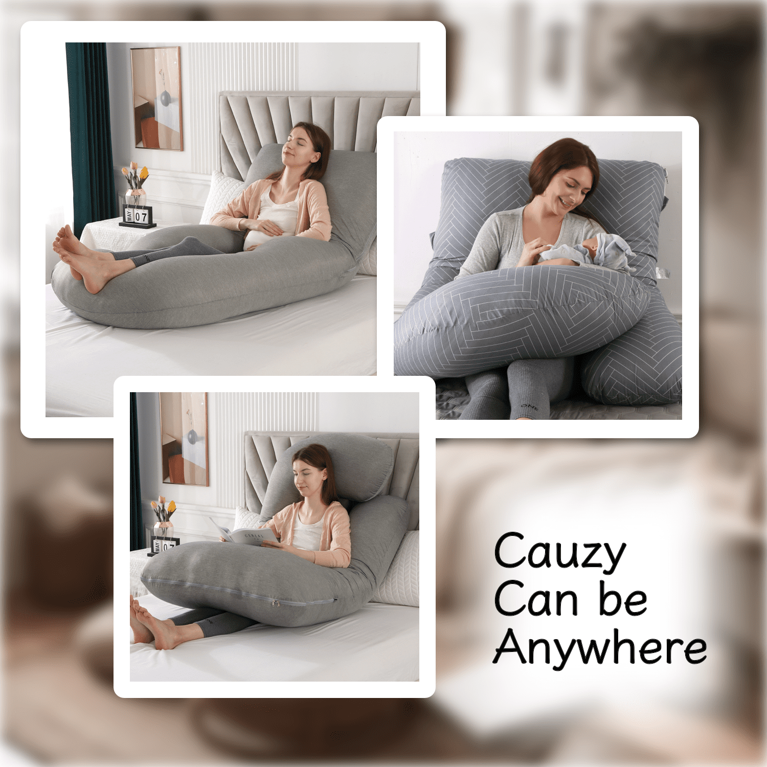 ALLOPERA Pregnancy Pillow, Full Body 57 inch Pillow, with Removable Washable Cover - Support for Legs, Back, Neck, Shoulder, Hips, Belly for Pregnent Women, 100% Cotton