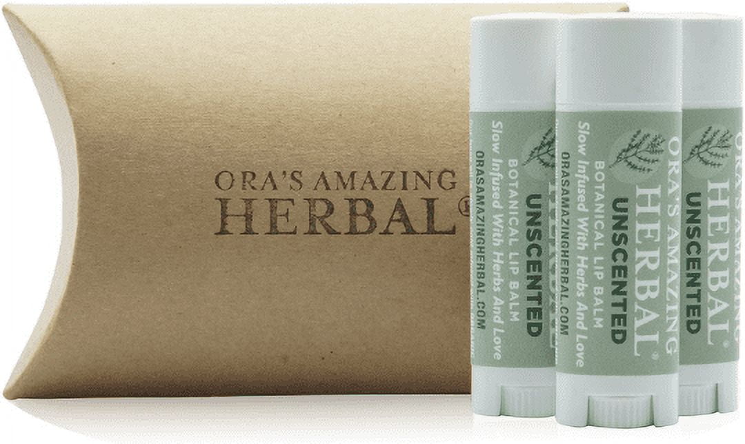 Natural Unscented Lip Balm, Fragrance Free Lip Balm, Herbal Lip Balm, Healing Lip Balm, Very Dry Lips, Ora's Amazing Herbal, 3 Pack