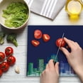 thumbnail image 3 of Cartoon Cutting Board, Print of City Scenery Landscape of Apartments and Buildings Art Print, Decorative Tempered Glass Cutting and Serving Board, Large Size, Multicolor, by Ambesonne, 3 of 5