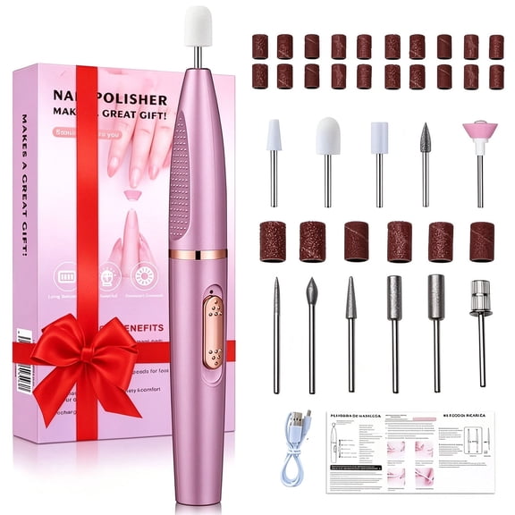 FORICOM Professional Electric Nail Drill Kit, Rechargeable Nail E-file Kit, with Drill Bits & Sanding Bands,Portable Manicure Tools