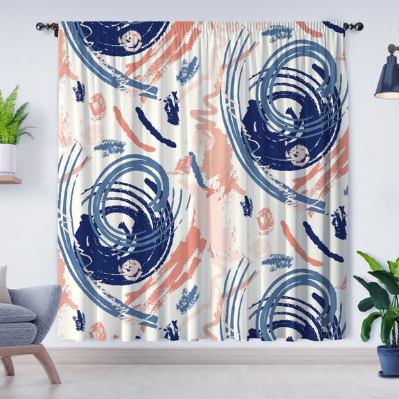Modern Simple Curtains, Japanese Pattern Printed Blackout Curtains, Suitable For Room Bedroom Decoration(Rod pocket)