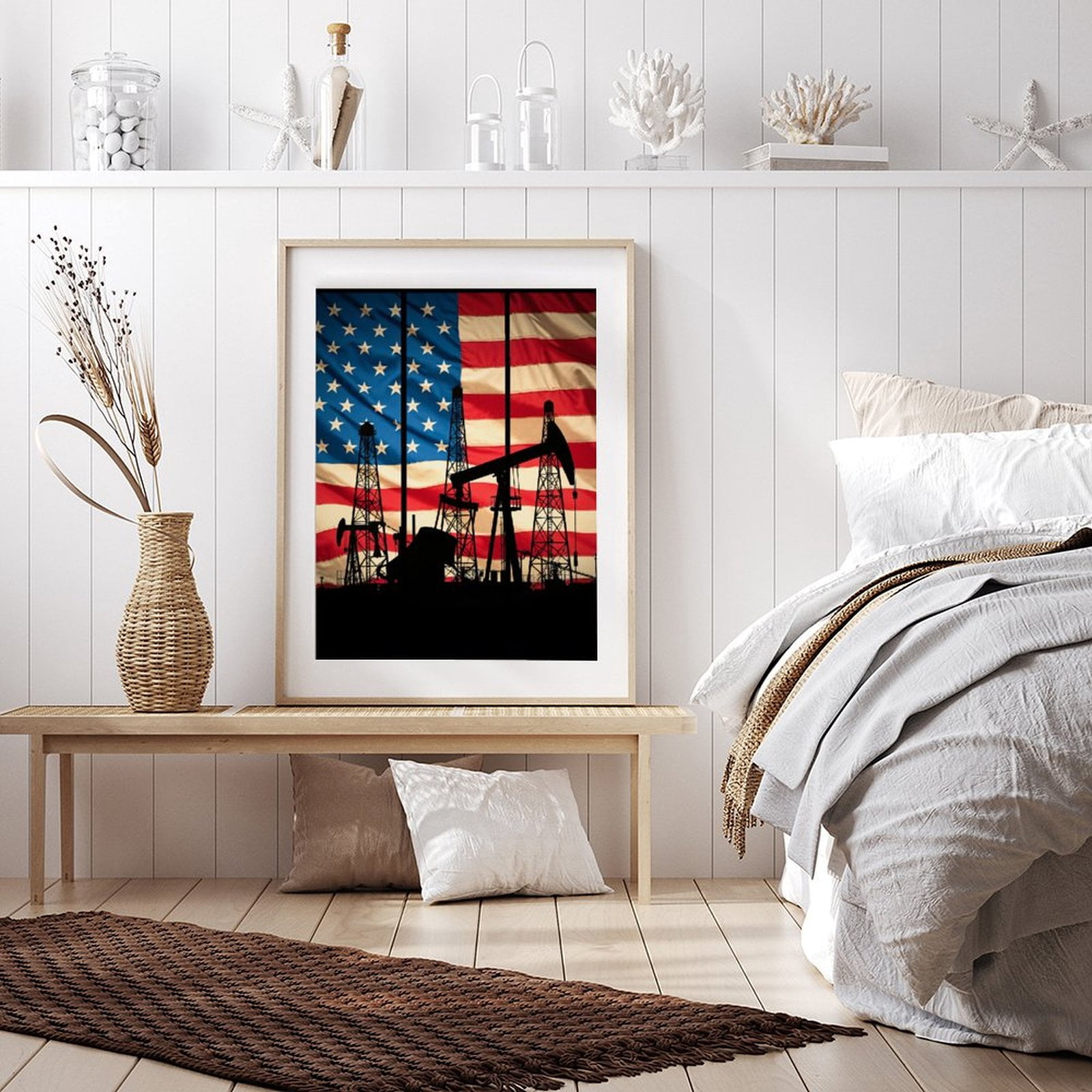 Diamond Art Kit for Adults, United States Oil Industry Silhouette Diamond Painting for Adults Beginners, DIY Diamond Art Painting Kits, 5D Diamond Painting Crafts for Home Decor 12x16 Frameless