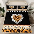 thumbnail image 2 of jejeloiu Brown Animals Print Queen Sheet Sets,Chic Leopard Print Flat Sheet,Cheetah Pattern Heart Queen Fitted Sheet For Men Women,Breathable Home Decor,4 Pieces, 2 of 7