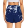 thumbnail image 2 of Lsque Christmas Blue Printed Women's Running Shorts with Liner Pockets,Elastic Quick Dry Workout Athletic Gym Yoga Shorts,Womens High Waist Shorts-X-Large, 2 of 9