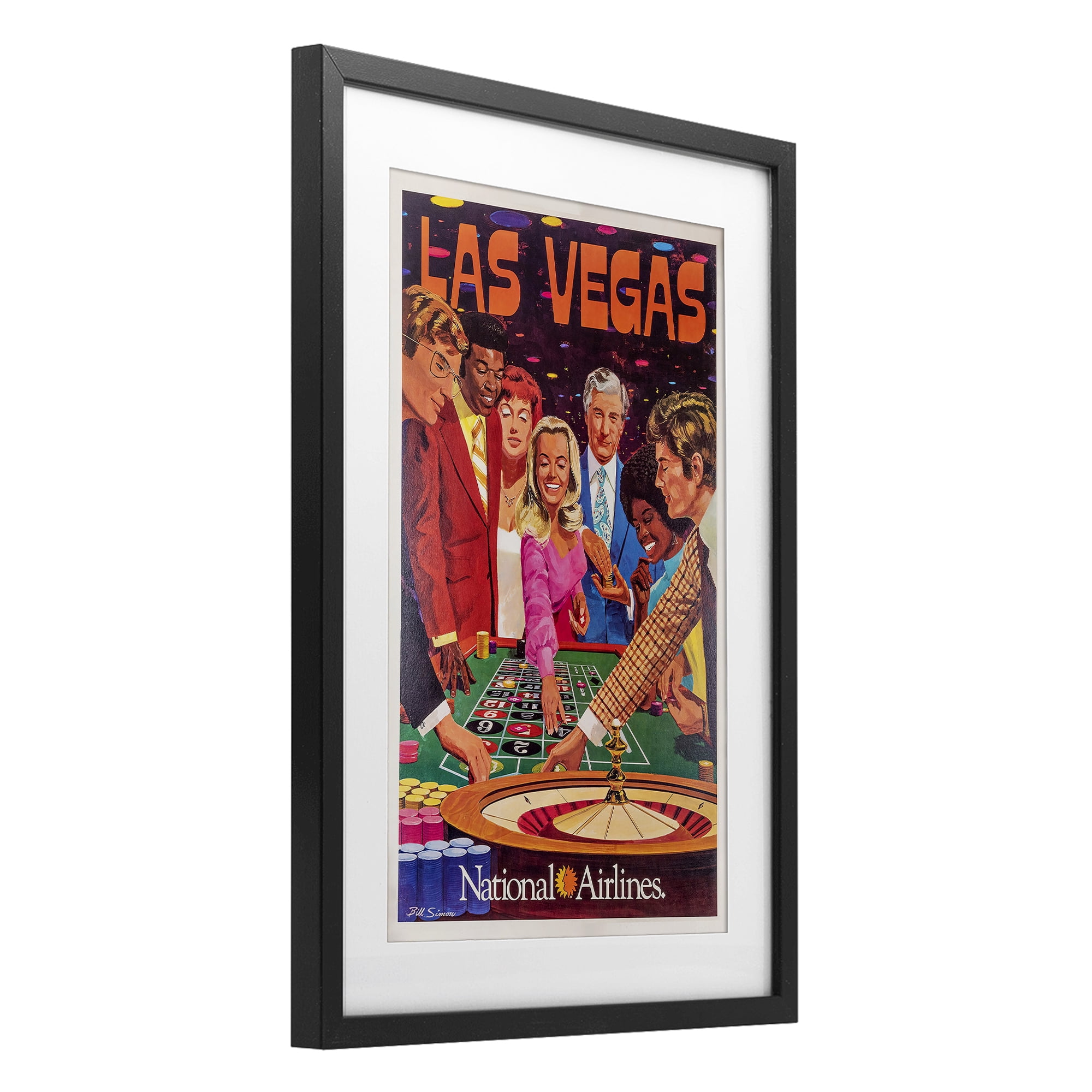 Stupell Industries Vintage Las Vegas Casino Black Framed Print Under Glass, design by Vintage Posters