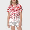 thumbnail image 4 of Teen Silk Pjs for Kids Valentines Day Pajamas Short Sleeve Heart Print Button Down Loungewear Boys Pjs Size 10-11 Years, 4 of 4