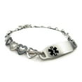 thumbnail image 1 of MyIDDr - Blood Type AB Medical Alert Bracelet, Steel & Black Hearts, Pre-Engraved, 1 of 6