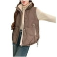 thumbnail image 4 of FAVIPT Womens Lightweight Puffer Vests Quilted Winter Warm Jacket Zip Up Stand Collar Coats Drawstring Padded Pockets Outerwear Coffee,M, 4 of 5