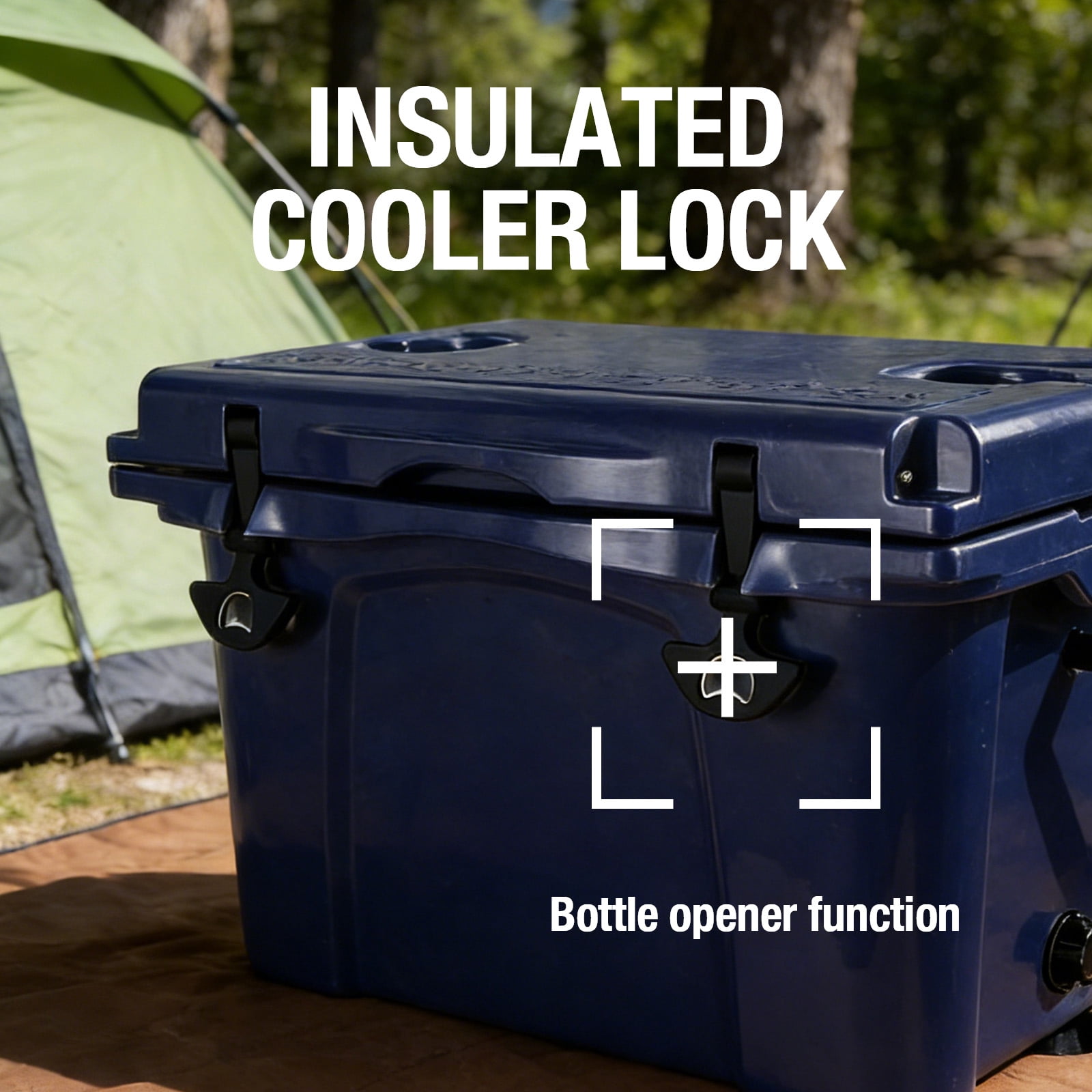 Portable Hard Cooler 25QT, Rotomolded Insulated Cooler Box with Bottle Opener, Heavy Duty Ice Chest with Cup Holder for Camping, Fishing, Beach, Tailgate, Blue